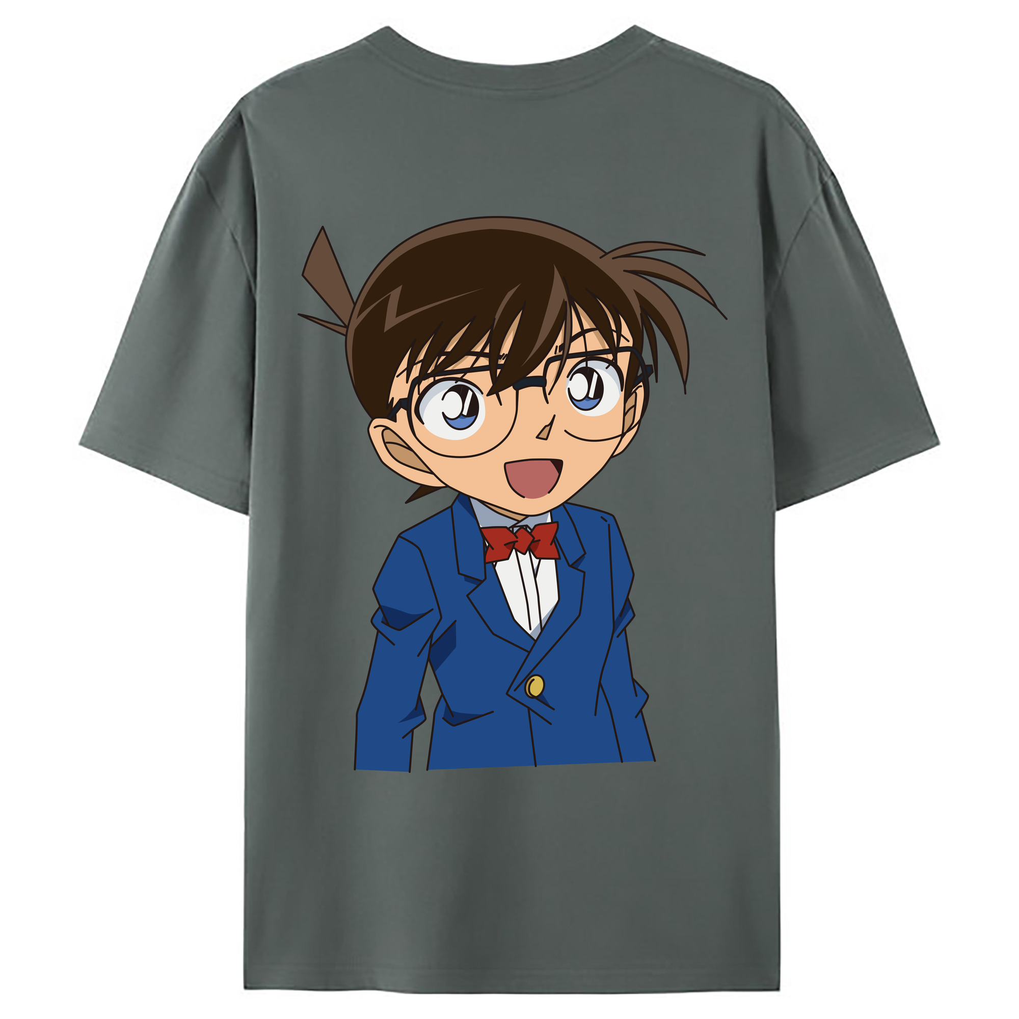 （画像用） 名探偵コナン 江戸川 コナン Detective Conan Conan Edogawa 綿100％ メンズ半袖Tシャツ（バックプリント） 通気性